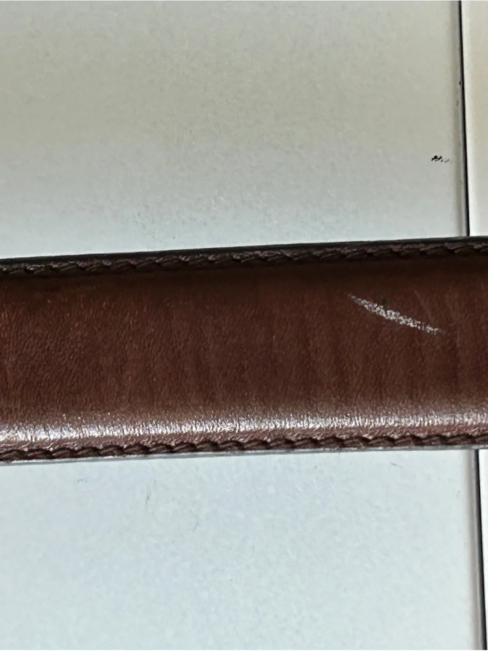 Polo Ralph Lauren Brown Leather Belt Metal Logo Plaque Men Style 2113620 Size 42